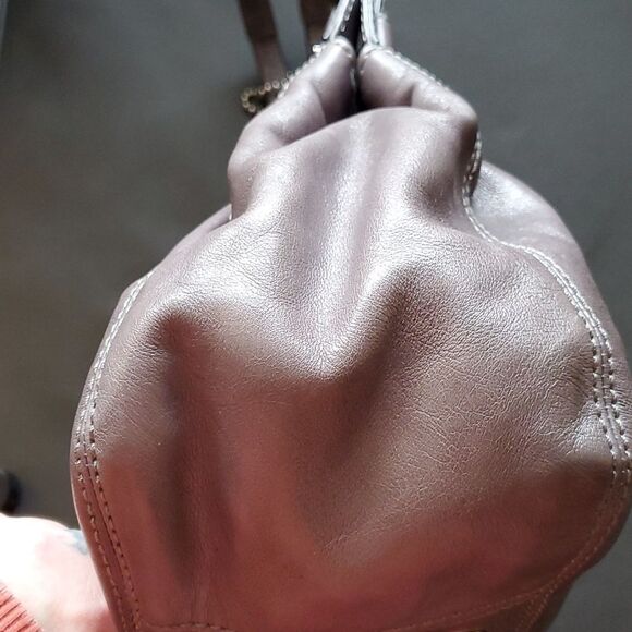 COACH Garnet Turn Lock Purse Satchel in Gray Leather Lavender Purple lining NWOT - Picture 9 of 16